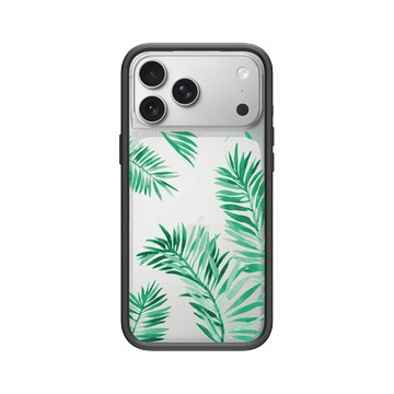 iPhone 17 Pro Max Mod NX -邊框背蓋組合 (相機按鈕) 黑 - 花花草草 / Flowers & Plants - 草綠系列-綠葉1