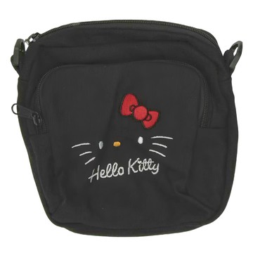 Kiiwi O KT 刺繡斜背小方包 大臉 Hello Kitty  黑色  1個  18 x 5.5 x 18cm