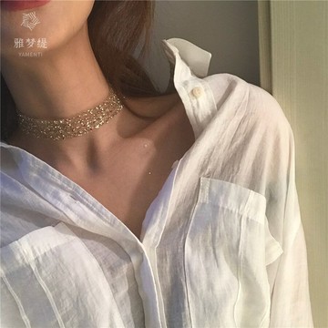 頸鏈項鏈女【鎖骨鏈】亮片短款頸帶chocker網紅脖子飾品頸圈脖鏈