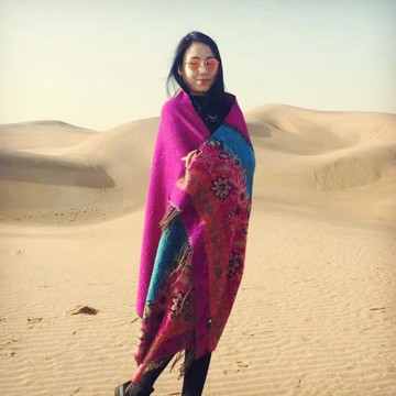 春秋民族風大披肩加厚羊毛保暖圍巾波西米亞仿羊絨加大雙面披肩女