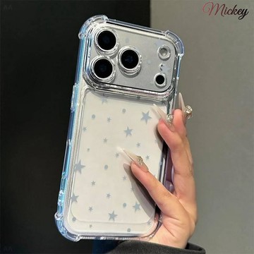 藍灰星星適用iPhone17Pro韓系手機殼16/15/14/13氣囊PROMAX防摔殼