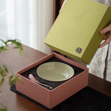 半齋 翠影朝霞蓮瓣湯圓碗碗泡夏日冰泡秘色青瓷豇豆紅景德鎮手工