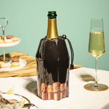 《Vacu Vin》荷蘭 束口軟性保冷冰桶(香檳黑1L) | 冰酒桶 冰鎮桶 保冰桶 香檳桶
