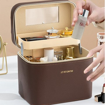 化妝包 手提化妝包 收納包 旅行化妝包便攜正韓簡約大容量梳妝箱少女心洗漱品桌面收納盒ins『ZW7140』