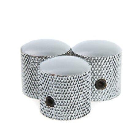 an-do-er 3PCS Guitar Knobs Chromed Metal Dome Knurled Barrel for Electric Guitar Parts (Silver)