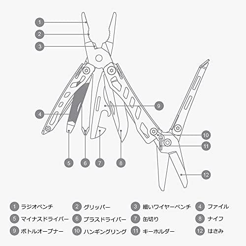 NEXTORCH 10-イン-1 ミニ マルチ ツール ツール付き 多目的 ポケット プライヤー ステンレス 鋼