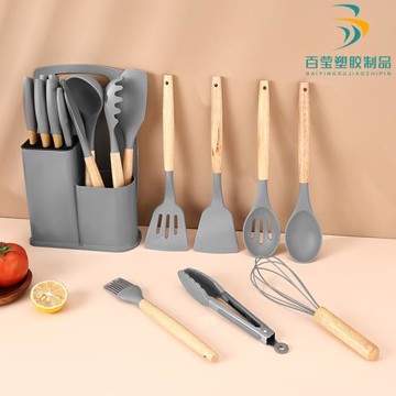 烹飪硅膠廚具19件套不粘鍋硅膠鏟食品級硅膠勺鏟刀具套裝帶收納桶