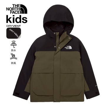 兒童綠黑拼接DryVent防水透氣羽絨內裡三合一外套｜8DXTBQW