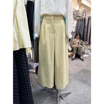十三行2025秋季新款韓版寬松高腰后橡筋簡約通勤休閑百搭闊腿長褲