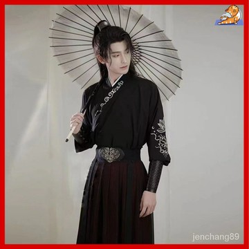🔥春秋馬麵裙套裝男 中國風日常男漢服 復古民族風 唐裝 明製馬麵裙 改良漢服通懃國風裙漢服男爆款男國風古風馬麵裙秋冬款