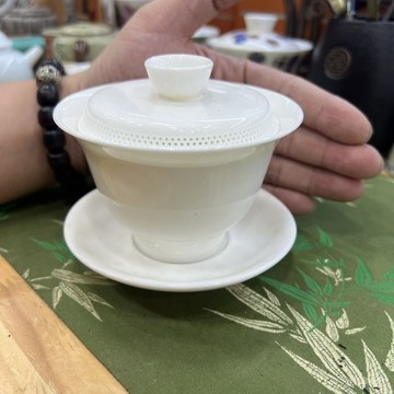 🔥好物推薦🔥360度三纔蓋碗羊脂玉泡茶陶瓷白瓷單個功夫茶碗
