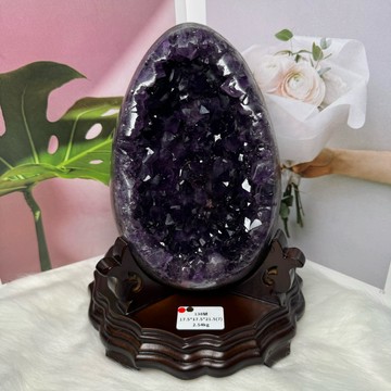138號2.54kg最頂級烏拉圭拋光皮 紫水晶恐龍蛋晶洞ESPa++❤️晶牙大顆紫度深邃 紫晶洞 水晶洞 A3624
