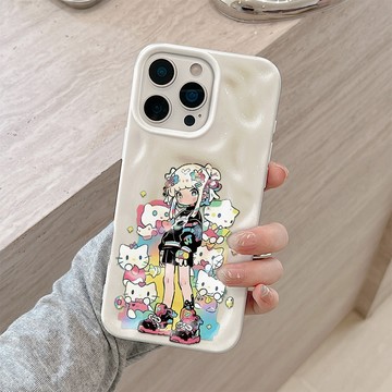 可愛貓咪女孩 適用蘋果17ProMax 16 15 14 13 12 11 iPhone隕石殼 大孔鏡頭全包防摔軟殼