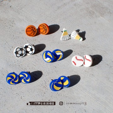 球類耳環/排球/籃球/棒球/羽球/足球/抗過敏鋼針/可改夾式