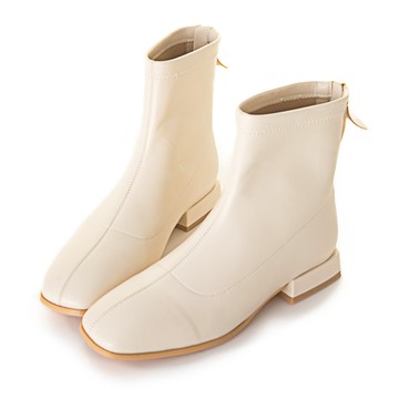百搭時尚方頭皮革襪靴 杏白 GB605BE