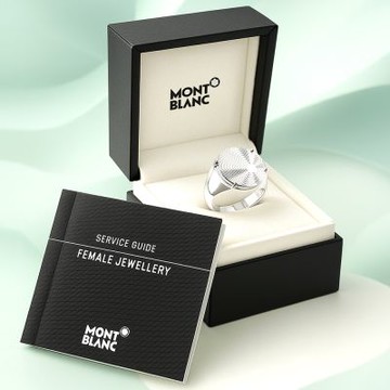 MONT BLANC 萬寶龍 六角星圓形寬版純銀戒指-50/52號