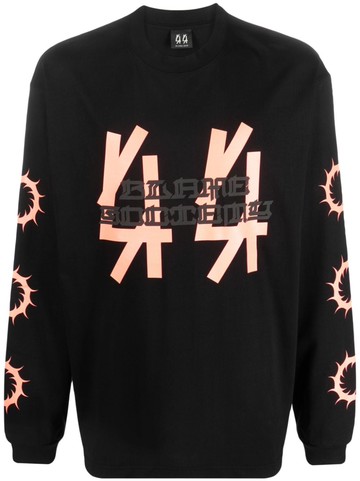 44 LABEL GROUP - logo-print cotton sweatshirt - men - Cotton - S - Black