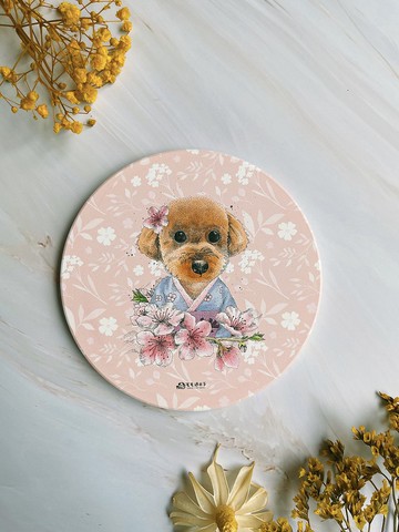 和服貴賓狗-吸水杯墊/硅藻土杯墊/矽藻土