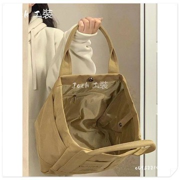 Canvas工廠美式復古帆布包ins韓風簡約純色少女學生大容量托特包免運