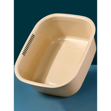 小8兩大號1斤特厚長方形塑料盆水槽洗菜洗衣盆純色家用瀝水方篩盆