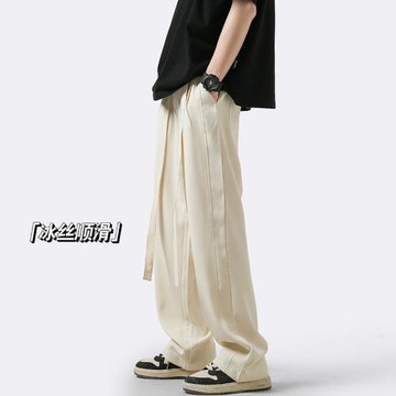 褲子男款夏季直筒休閑長褲美式復古寬松闊腿褲男士運動褲夏天男褲