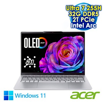 ACER Swift Go 14 SFG14-74-79P0 銀 14吋AI&Evo筆電 (WUXGA OLED/Intel Ultra 7 255H/32G DDR5/2T PCIE