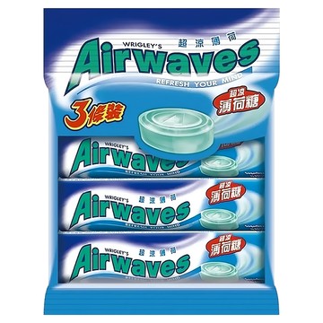 Airwaves 超涼無糖薄荷糖 3條裝  90g  1袋