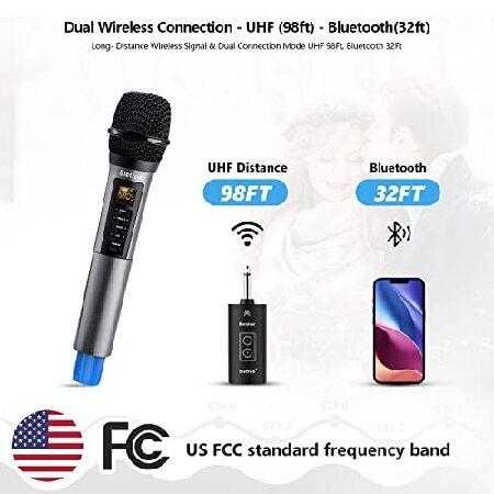 Wireless Microphone, Uhf Metal Dynamic Handheld Karaoke Mic, Rechargeable Receiver (Work 6hs),160ft Range, for Karaoke, Singing, Stage, Wedding, Speec