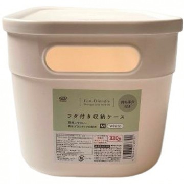 【100 Life Japan Can Do】(H)ECO附蓋收納箱 M 白(1入)