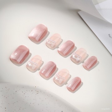 ✨Hannah✨卓詩美 純手工極光實拍貓眼穿戴甲 高級蝴蝶僊氣顯白美甲可拆卸精緻穿戴甲 VM5Q