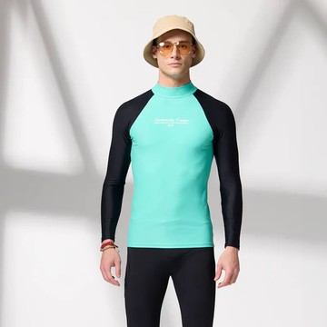 莫妮娜 台灣製 長袖防曬 水母衣(男女適穿)中性款 黑綠 -2L