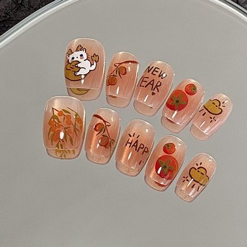 🎀台灣出貨🎀穿戴甲短款兒童可愛卡通大吉大利貓咪柿子春夏秋冬蝴蝶結短甲