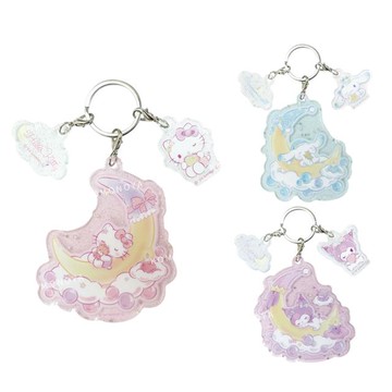 小禮堂 Sanrio 三麗鷗 壓克力三連鑰匙圈 (睡覺款) Kitty 酷洛米 大耳狗