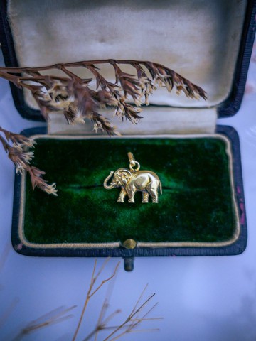 FIX 法國百年小象18K包金墜飾—歐洲古董首飾 Vintage Jewelry