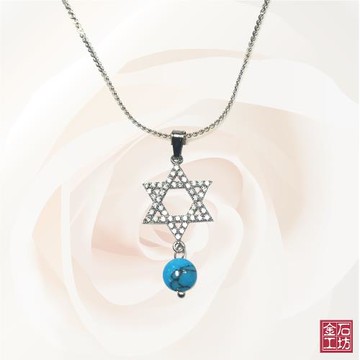 【金石工坊】幸運星星土耳其石閃鑽項鍊