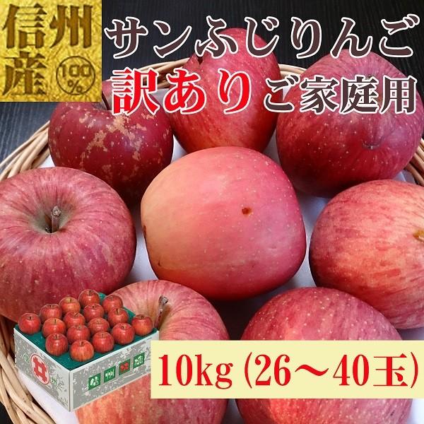 長野県産ご家庭用サンふじ10ｋｇ（26〜40玉）No.669