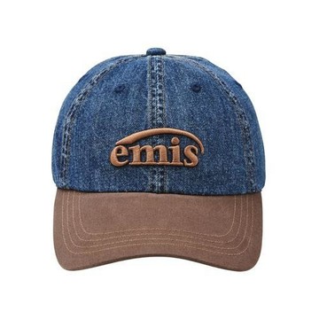 韓國 emis WASHED DENIM BALL CAP 水洗丹寧棒球帽 巧克力棕BLUEBROWN