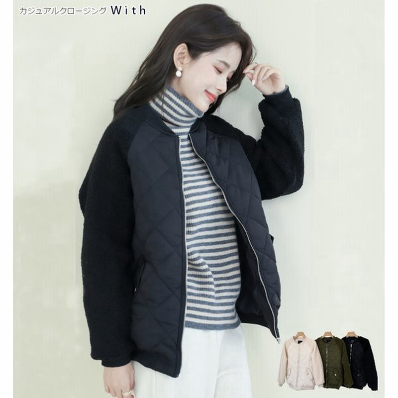 ブルゾン 袖ボア切替キルティングブルゾン レディース ボアブルゾン ボアジャケット キルティングジャケット ジャンパー 秋冬 アウター 黒 カーキ 白 Mサイズ 通販 Lineポイント最大0 5 Get Lineショッピング