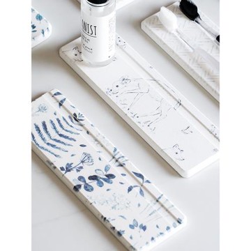 藍蓮花杯墊吸水墊硅藻泥洗手臺墊牙刷墊水杯墊臺面墊硅藻土桌面墊