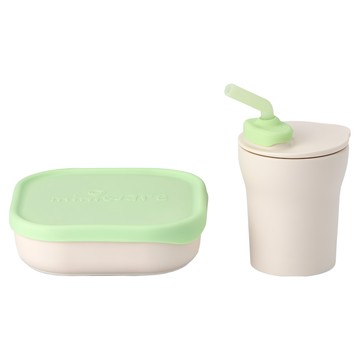 Miniware 天然聚乳酸點心時光組-蔓蔓喫優糧MWSKVK  點心碗 + 矽膠吸盤 + 矽膠上蓋 + 水杯組  香草甜檸檬綠  1組