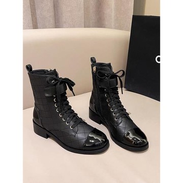 2025秋冬新款小香風馬丁靴女系帶短靴拉鏈粗跟中跟真皮厚底騎士靴