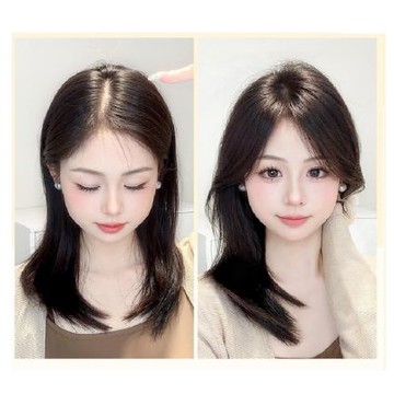 [米蘭精品] 現貨+預購 假瀏海全真髮髮片透氣假髮片輕量免打理隱形增髮量-自然直髮際線-真髮鬢角女假髮4款74lf28