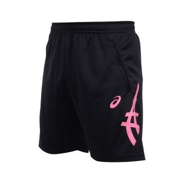ASICS 男長版排球短褲-吸濕排汗 訓練 運動 台灣製 2053A139-010 黑粉紅