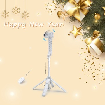 快速出貨🚚【新年快樂】藍牙遙控360度穩拍四腳自拍棒N84 E-books