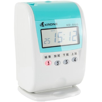 【立光】 KRONE KR-666 九針點矩陣時尚單色液晶打卡鐘 打卡機 KR-666