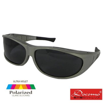 【Docomo】寬版設計　排霧散熱孔　頂級Polarized偏光太陽眼鏡　強化技術　有無近視皆可配戴(質感銀)