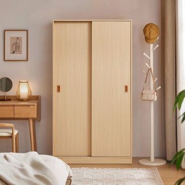 林氏木業北歐小戶型1M滑門衣櫃LS466-原木色-(H014390640)