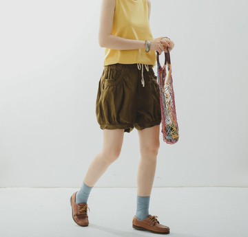 【少女趣味】法式復古/俏皮鬼馬/亞麻花苞短褲