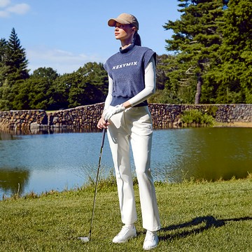 X標誌斜紋彈力拉絨保暖喇叭褲｜黑色Black｜XGFPT03J3