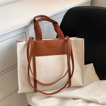 大學通勤麻布托特包包女大容量2025超火時尚休閑帆布包手提大包包